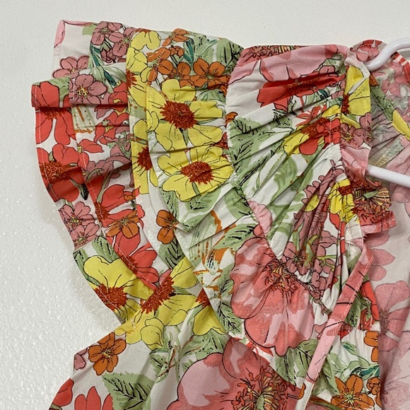 Buddy Love Floral Ruffle Sleeve Blouse - Pink, Green, Yellow - Picture 5 of 16